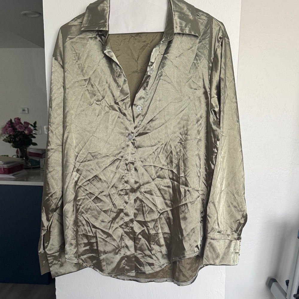 Shimmering Gold Button-Up Blouse